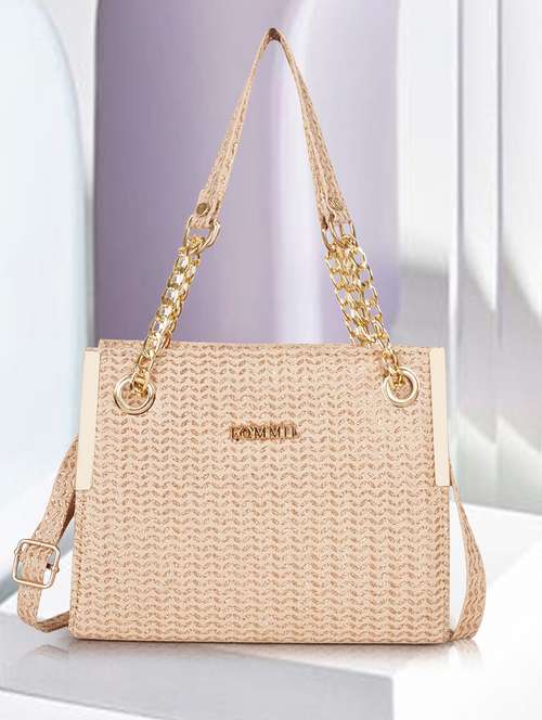 handbag golden self design satchel bag - 22088057 -  Standard Image - 0