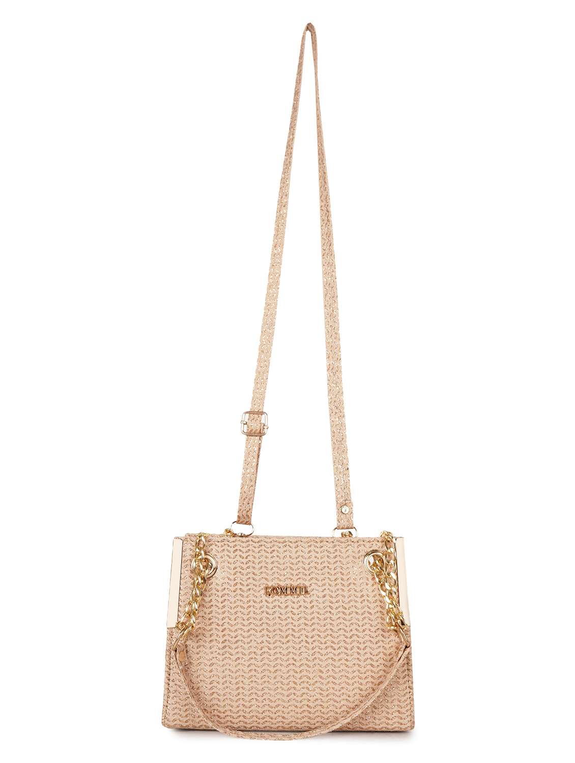 handbag golden self design satchel bag - 22088057 - Standard Image - 1