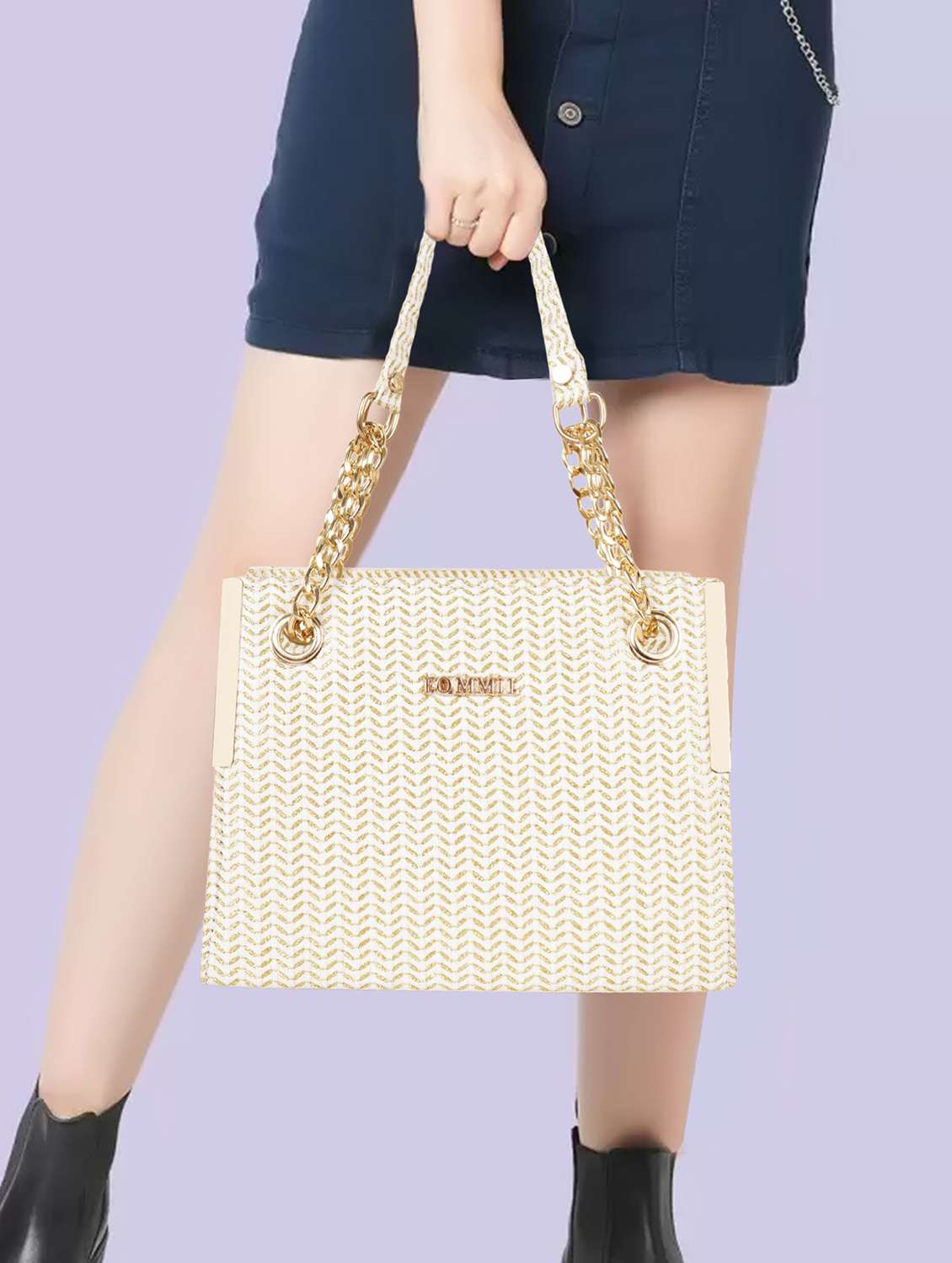 women cream self design handbag - 22088059 -  Standard Image - 4