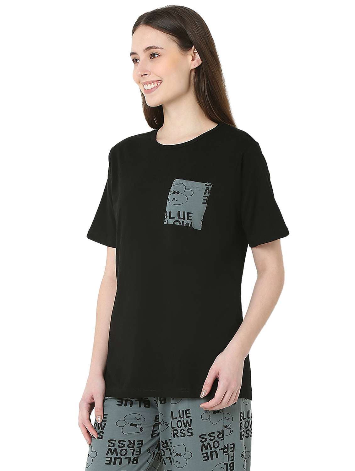 women solid short sleeve regular fit t-shirt - 22088062 - Standard Image - 1