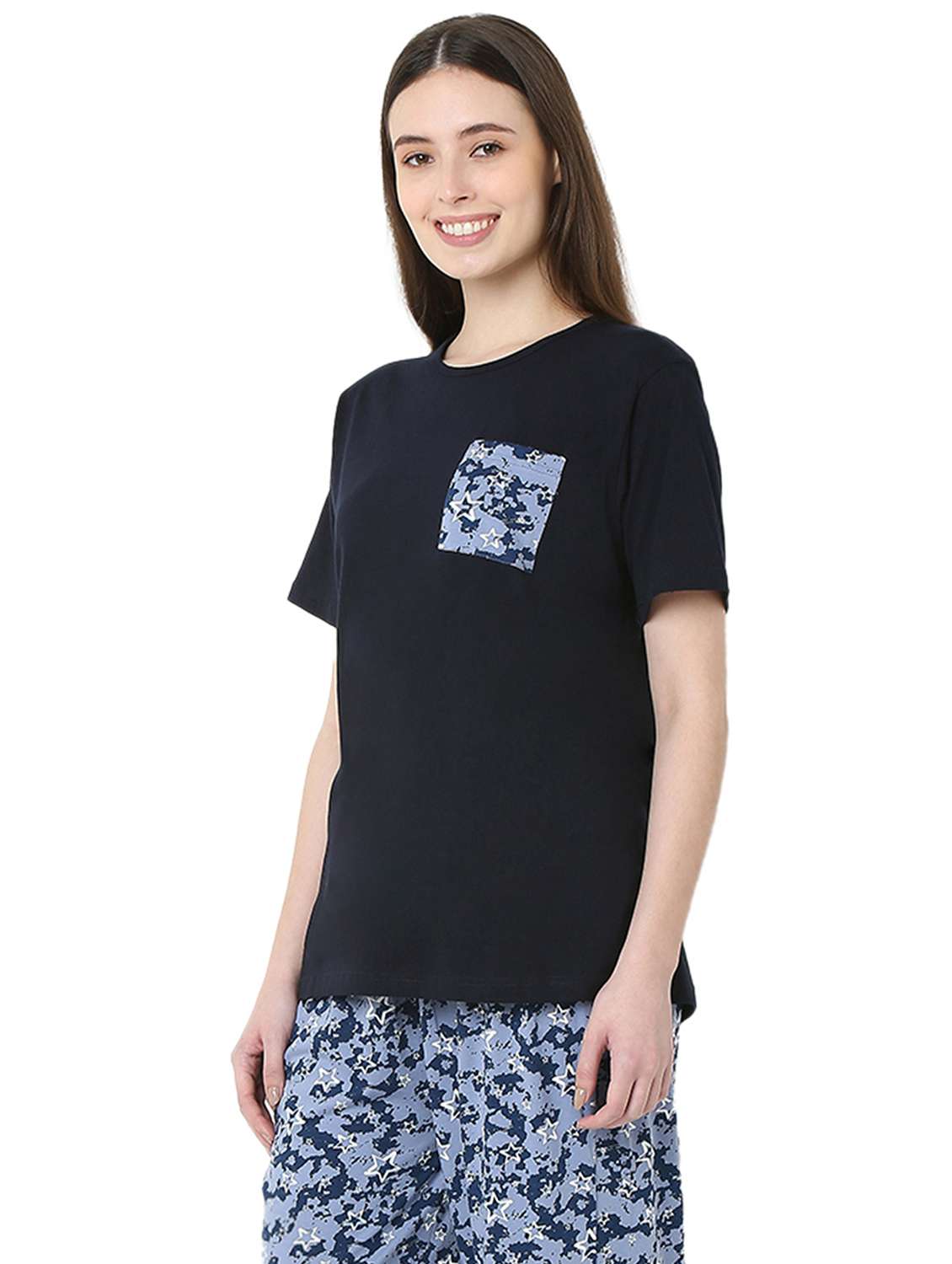 women solid short sleeve regular fit t-shirt - 22088063 - Standard Image - 1