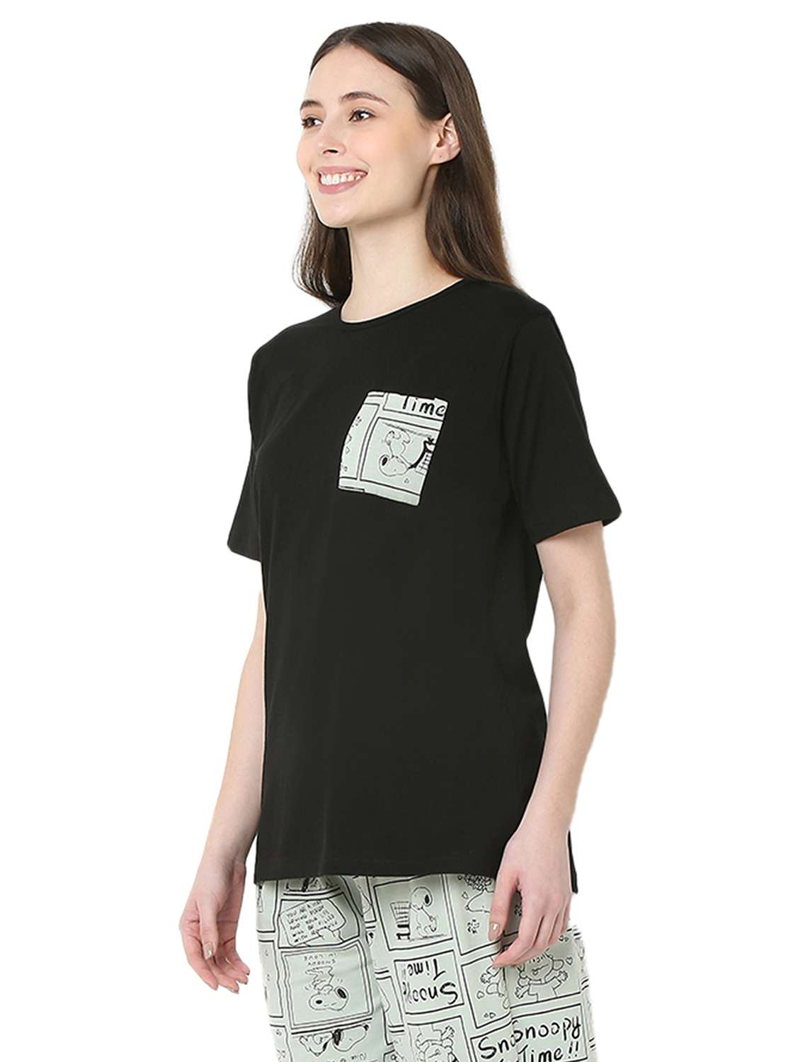 women solid short sleeve regular fit t-shirt - 22088065 - Standard Image - 1