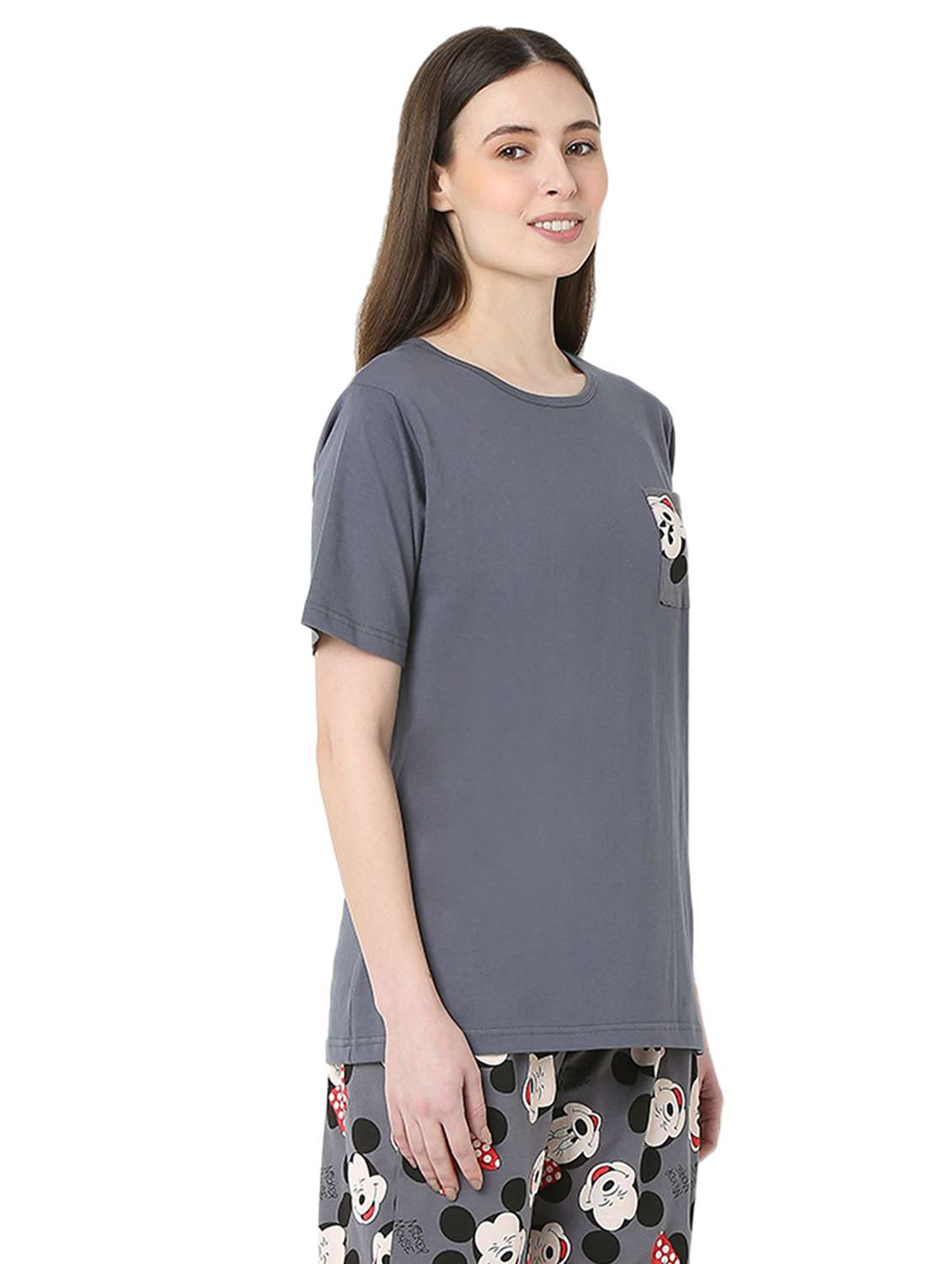 women solid short sleeve regular fit t-shirt - 22088067 - Standard Image - 1