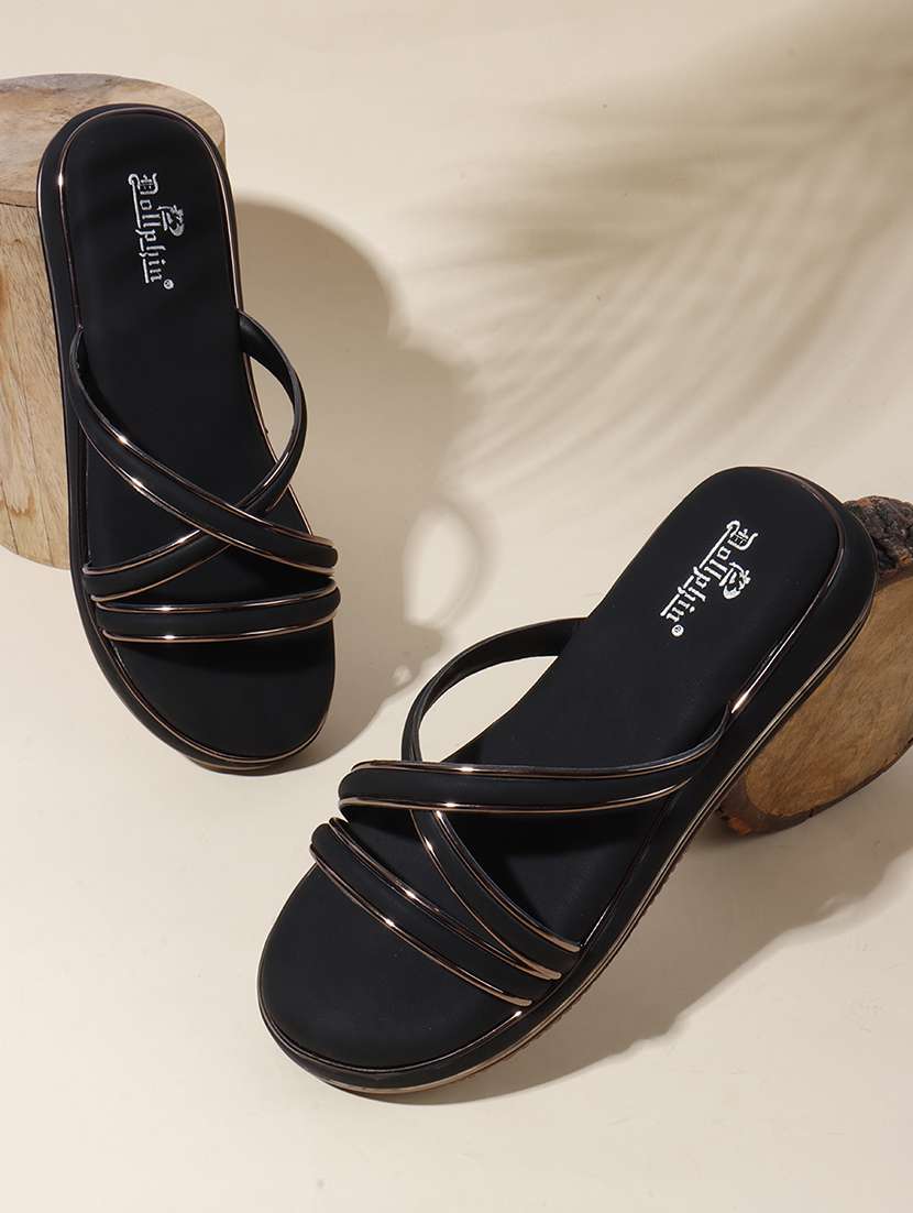 women black slip on flat sandal - 22088068 - Zoom Image - 0