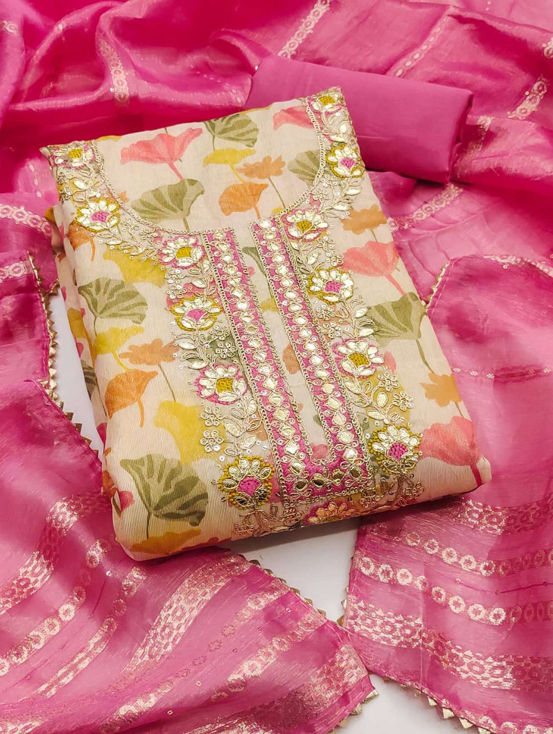 women floral embroidered unstitched suit set - 22088081 -  Standard Image - 1