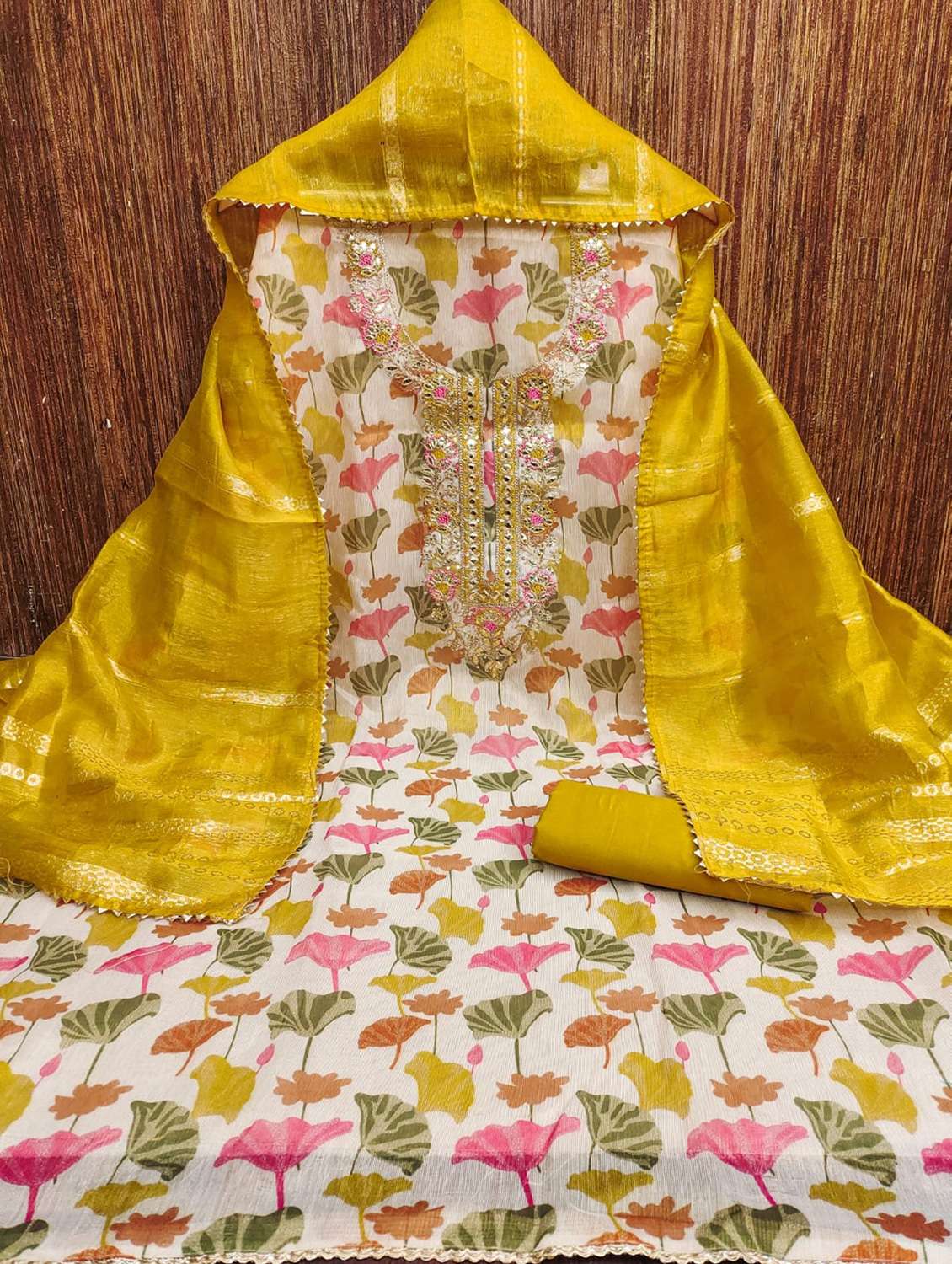 women floral embroidered unstitched suit set - 22088082 -  Standard Image - 1