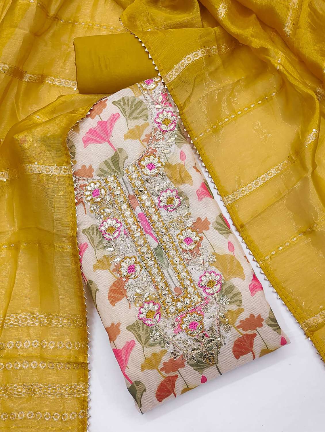 women floral embroidered unstitched suit set - 22088082 -  Standard Image - 4