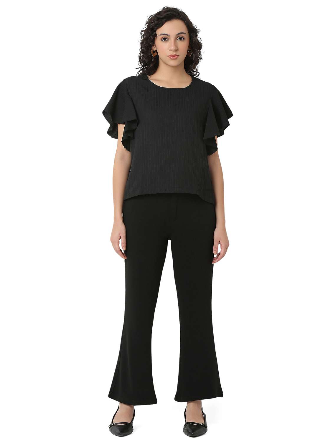 women solid top and trouser co-ord set