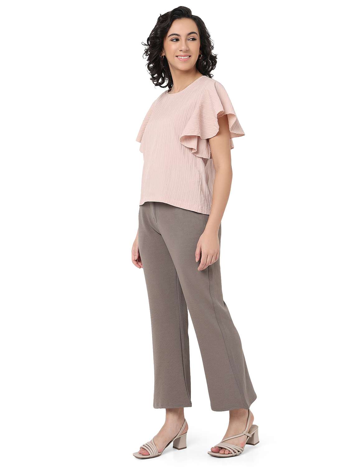 women solid top and trouser co-ord set - 22088092 -  Standard Image - 1