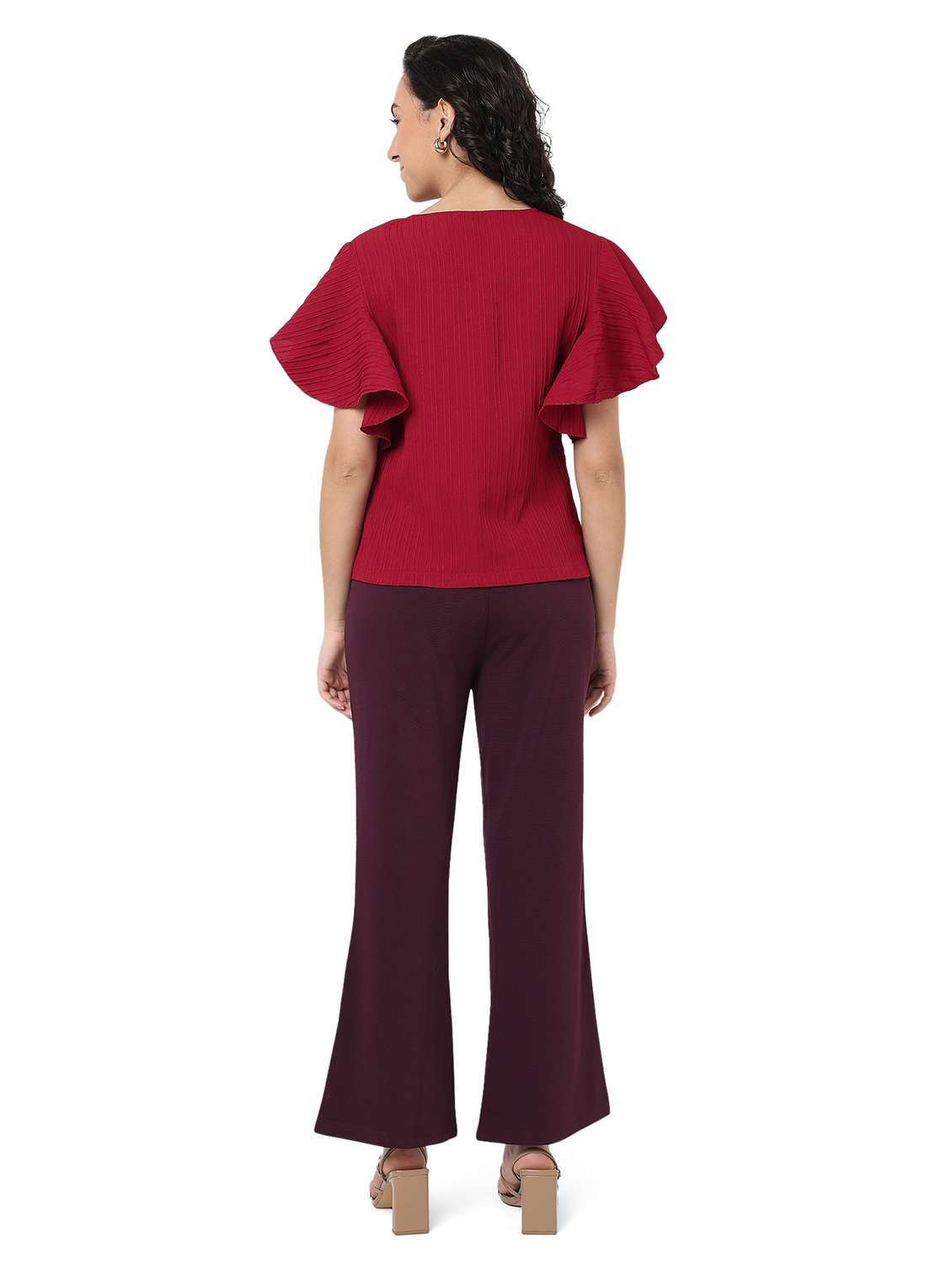 women solid top and trouser co-ord set - 22088093 - Standard Image - 4