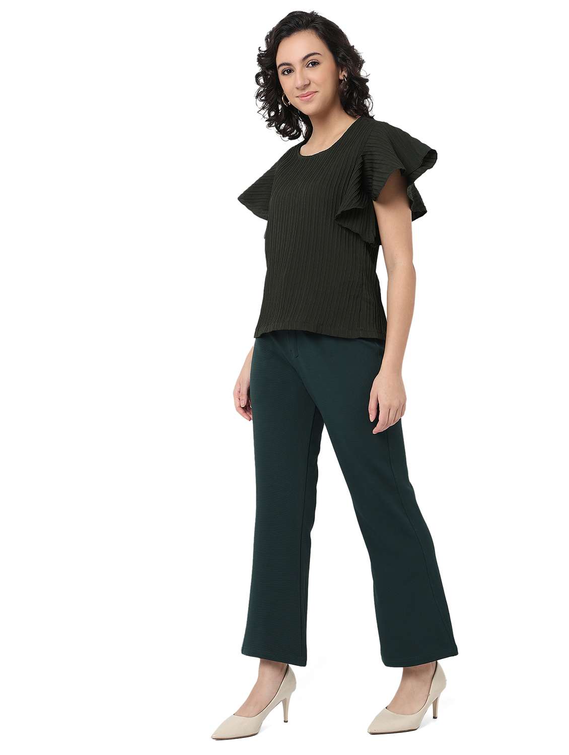 women solid top and trouser co-ord set - 22088094 -  Standard Image - 1