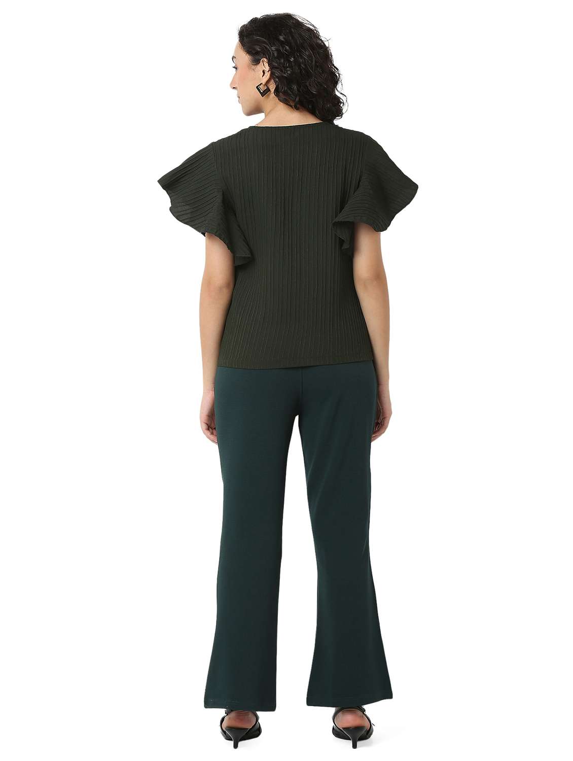 women solid top and trouser co-ord set - 22088094 - Standard Image - 4