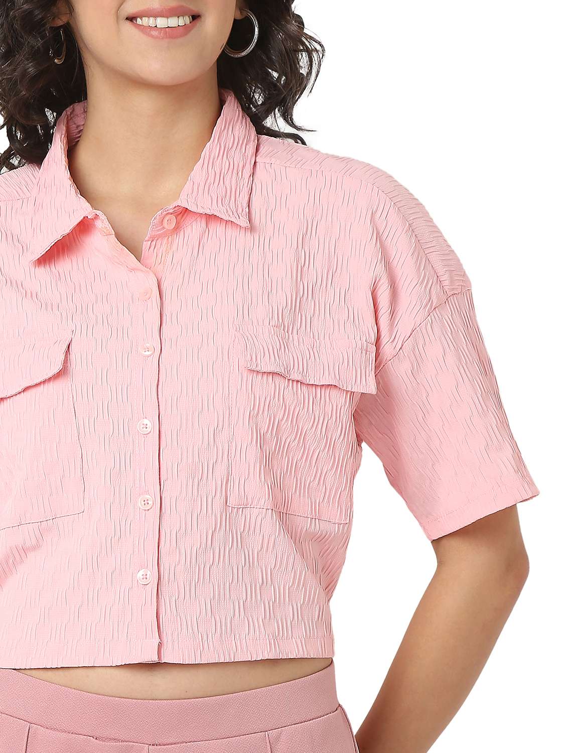 women solid shirt and trouser co-ord set - 22088098 - Standard Image - 4