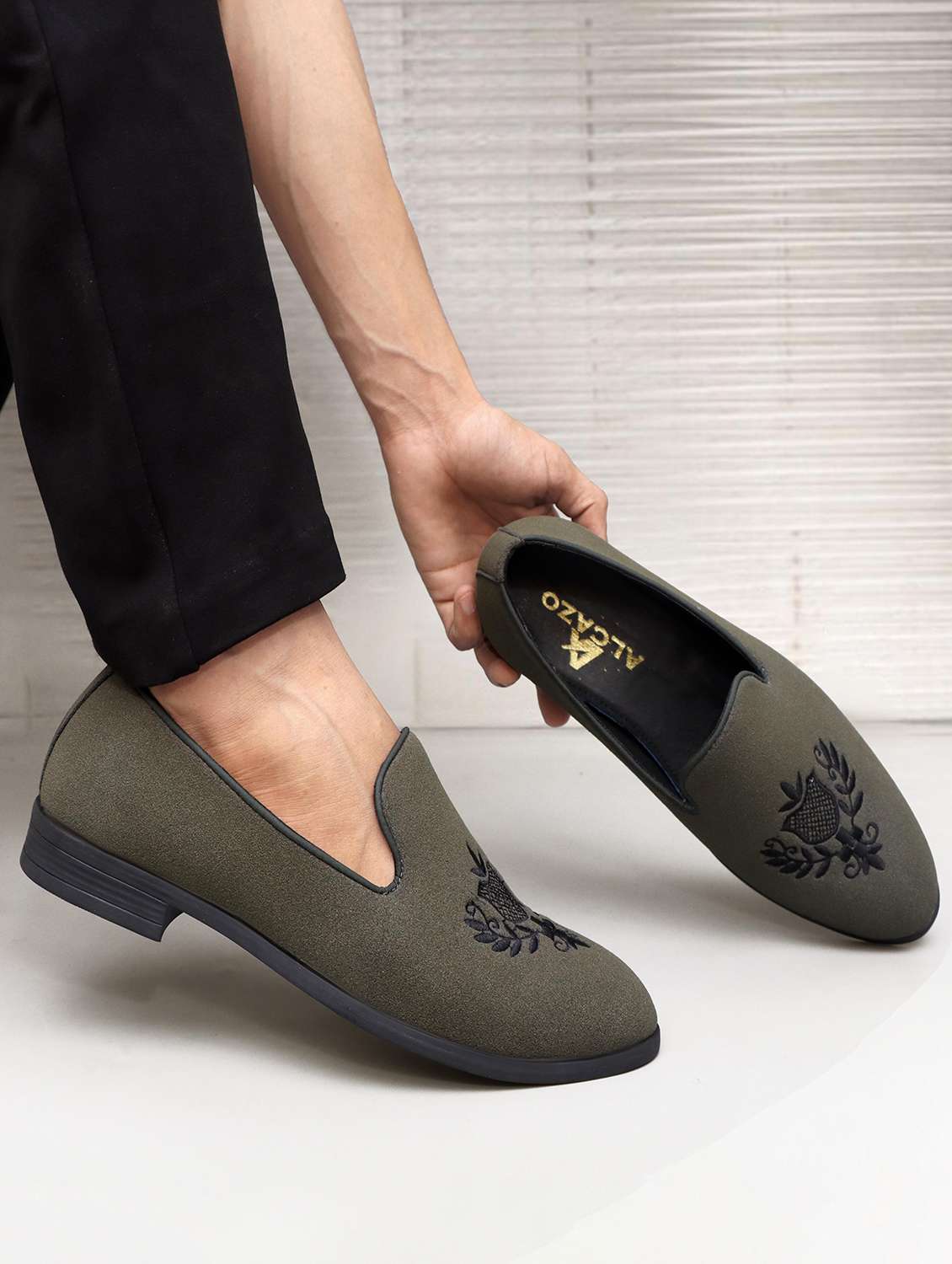 men olive slip on moccasin - 22088105 - Standard Image - 1