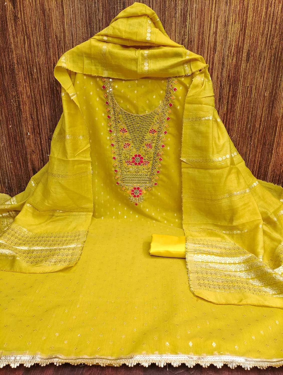 women self design embroidered unstitched suit set - 22088110 -  Standard Image - 1