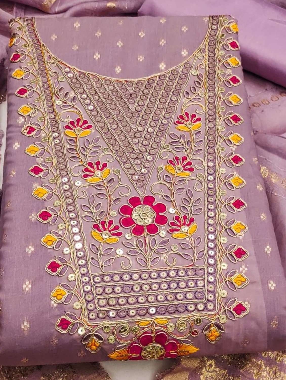 women self design embroidered unstitched suit set - 22088112 -  Standard Image - 1