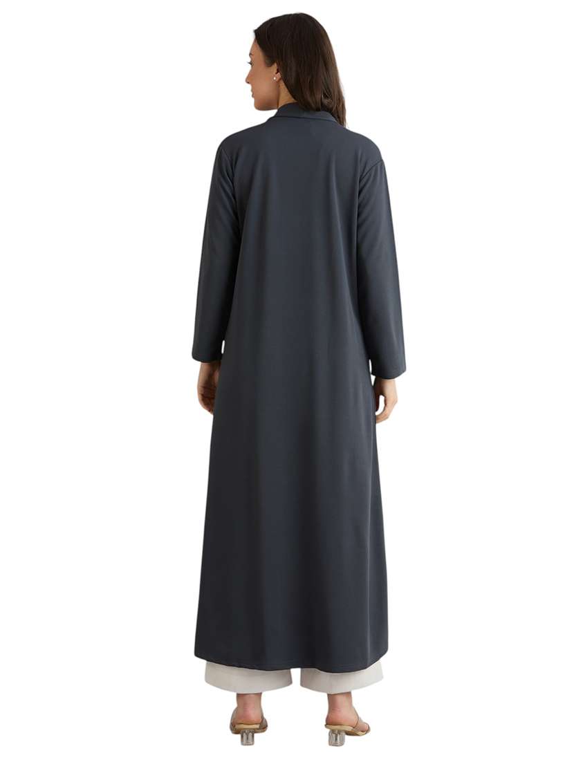 women solid long sleeve long shrug - 22088125 - Standard Image - 4