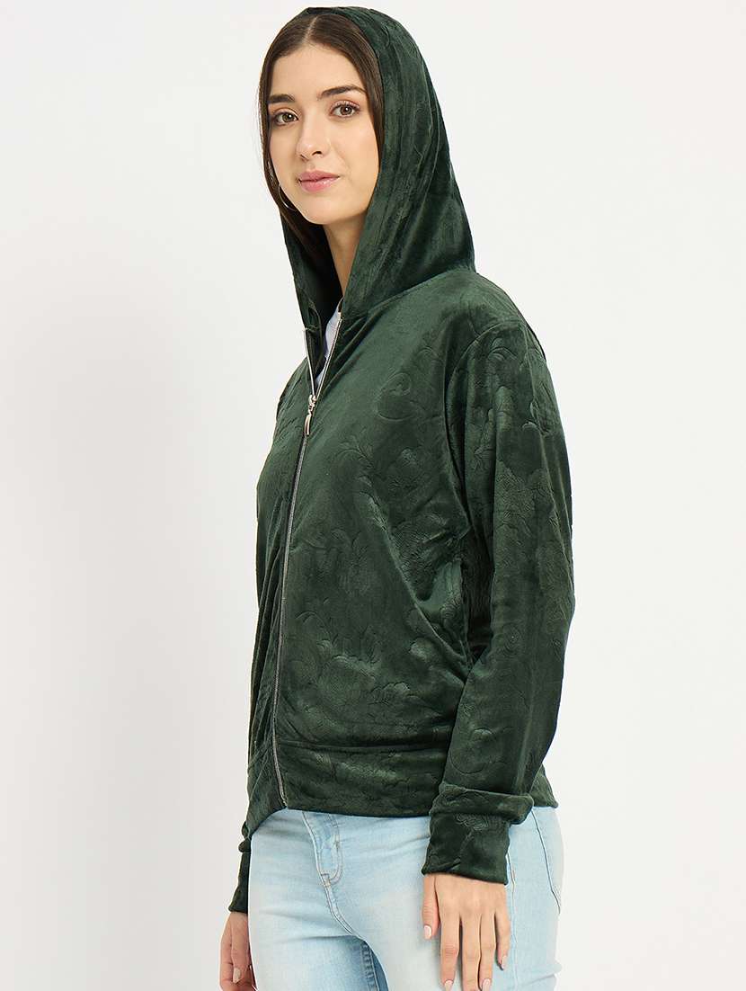 women solid long sleeve hooded sweatshirt - 22088133 -  Standard Image - 1