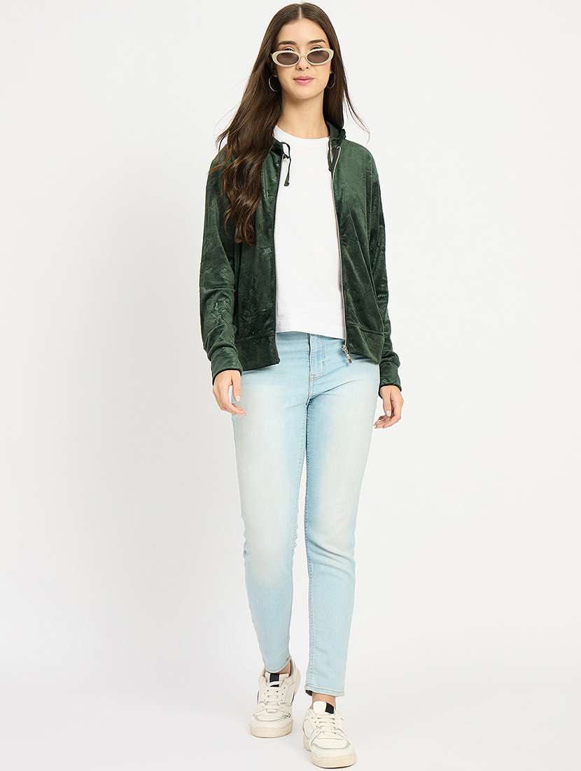 women solid long sleeve hooded sweatshirt - 22088133 -  Standard Image - 4