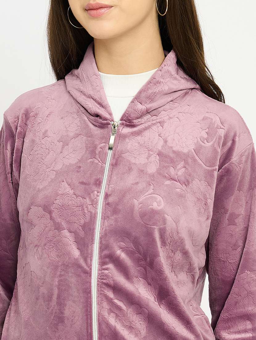 women solid long sleeve hooded sweatshirt - 22088136 -  Standard Image - 4