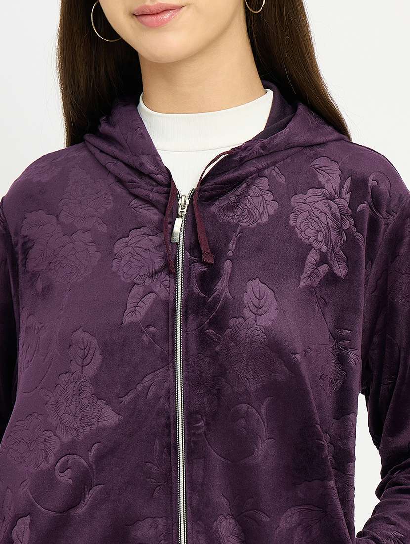 women solid long sleeve hooded sweatshirt - 22088137 -  Standard Image - 4