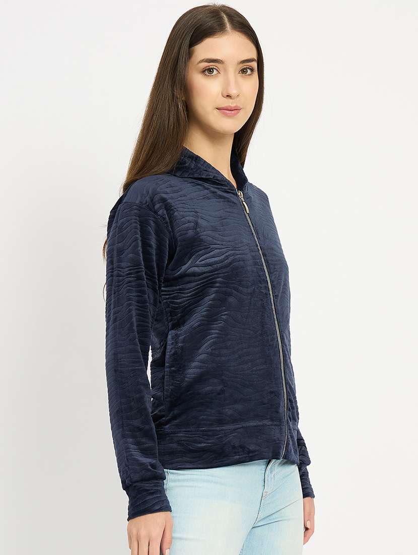 women solid long sleeve hooded sweatshirt - 22088142 -  Standard Image - 1