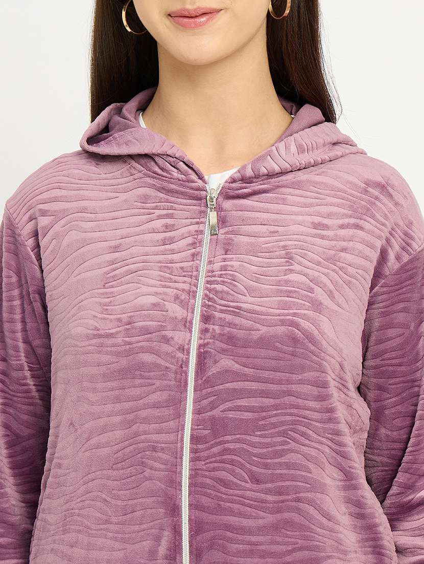 women solid long sleeve hooded sweatshirt - 22088143 -  Standard Image - 4
