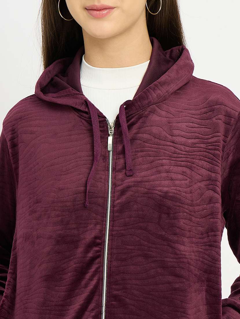 women solid long sleeve hooded sweatshirt - 22088144 -  Standard Image - 4