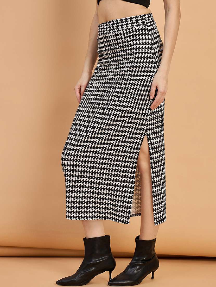 women houndstooth print high rise bodycon skirt - 22088154 -  Standard Image - 1