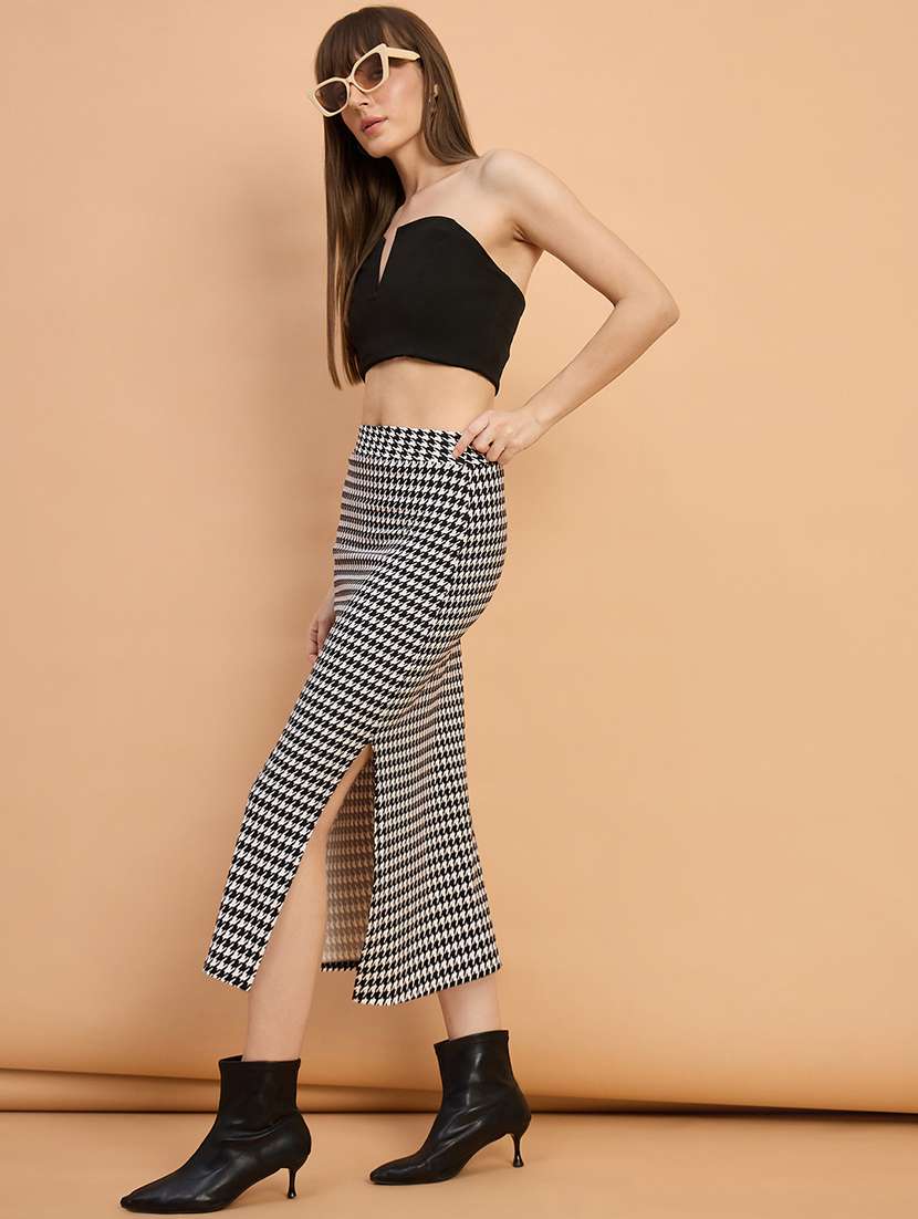 women houndstooth print high rise bodycon skirt - 22088160 -  Standard Image - 4