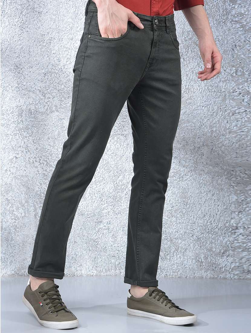 men plain low rise full length slim fit jeans - 22088161 - Standard Image - 1