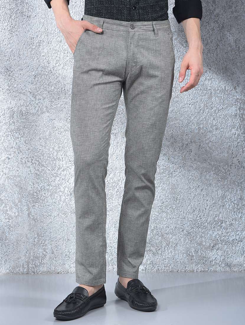 men solid mid rise flat front chinos