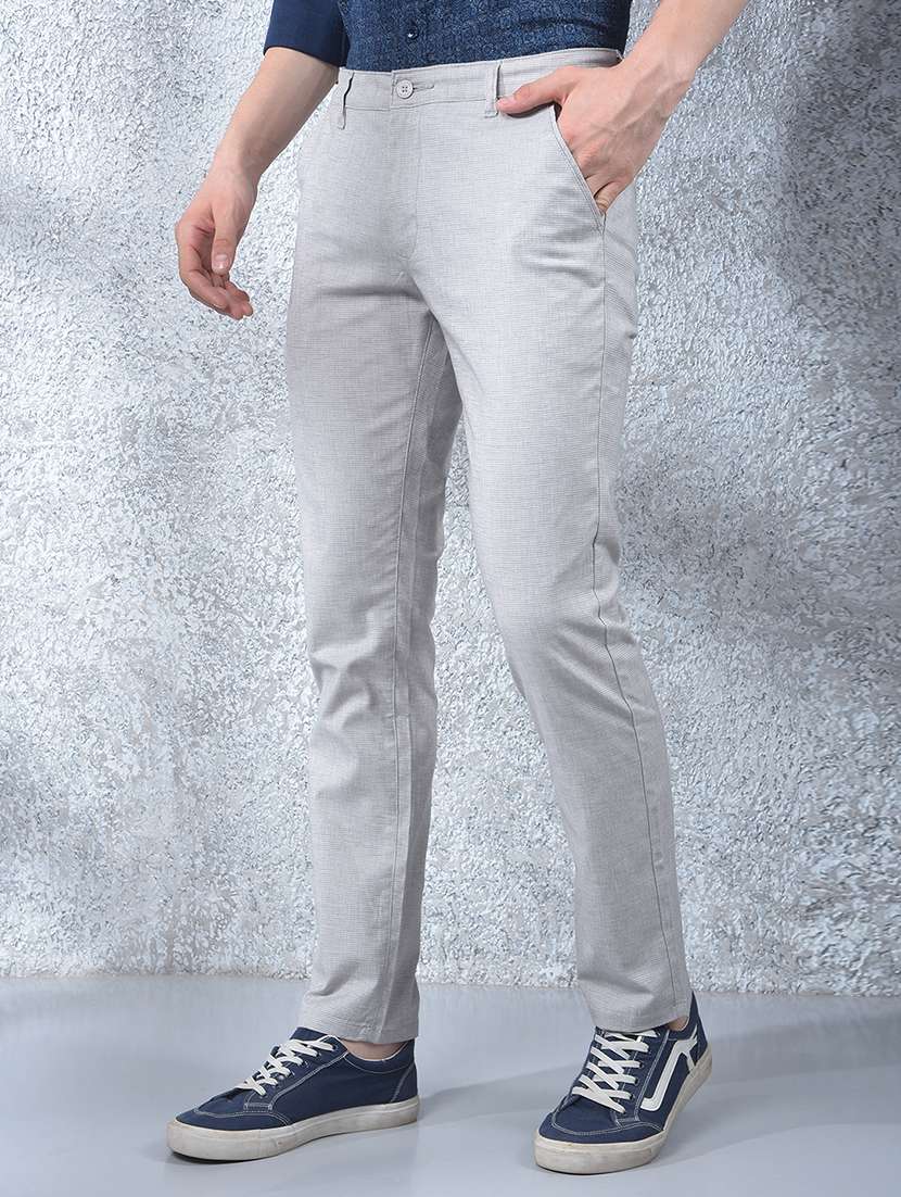 men solid mid rise flat front chinos - 22088165 - Standard Image - 1