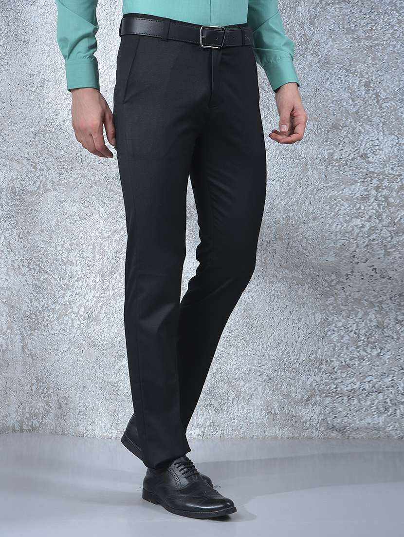 men solid mid rise flat front full length formal trouser - 22088168 -  Standard Image - 1