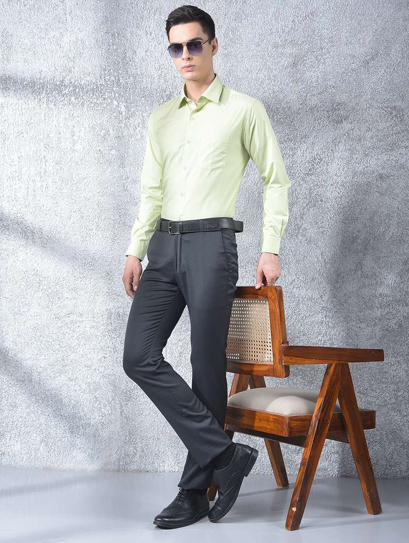men solid mid rise flat front full length formal trouser - 22088169 - Standard Image - 4