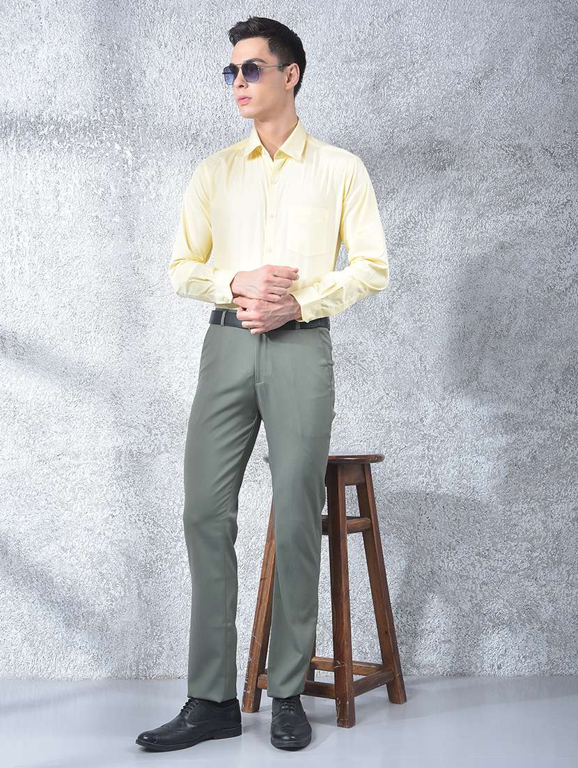 men solid mid rise flat front full length formal trouser - 22088171 - Standard Image - 4
