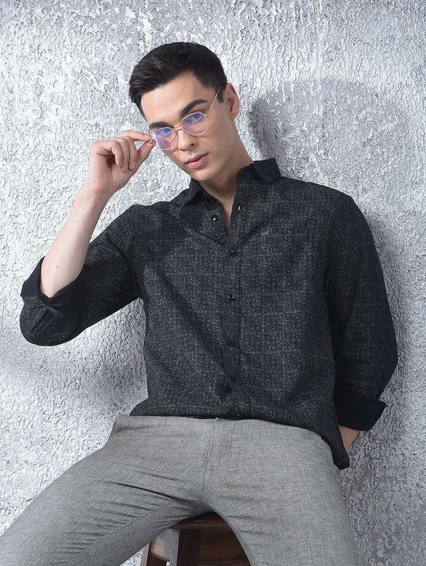 men printed long sleeve regular fit casual shirt - 22088177 - Zoom Image - 0