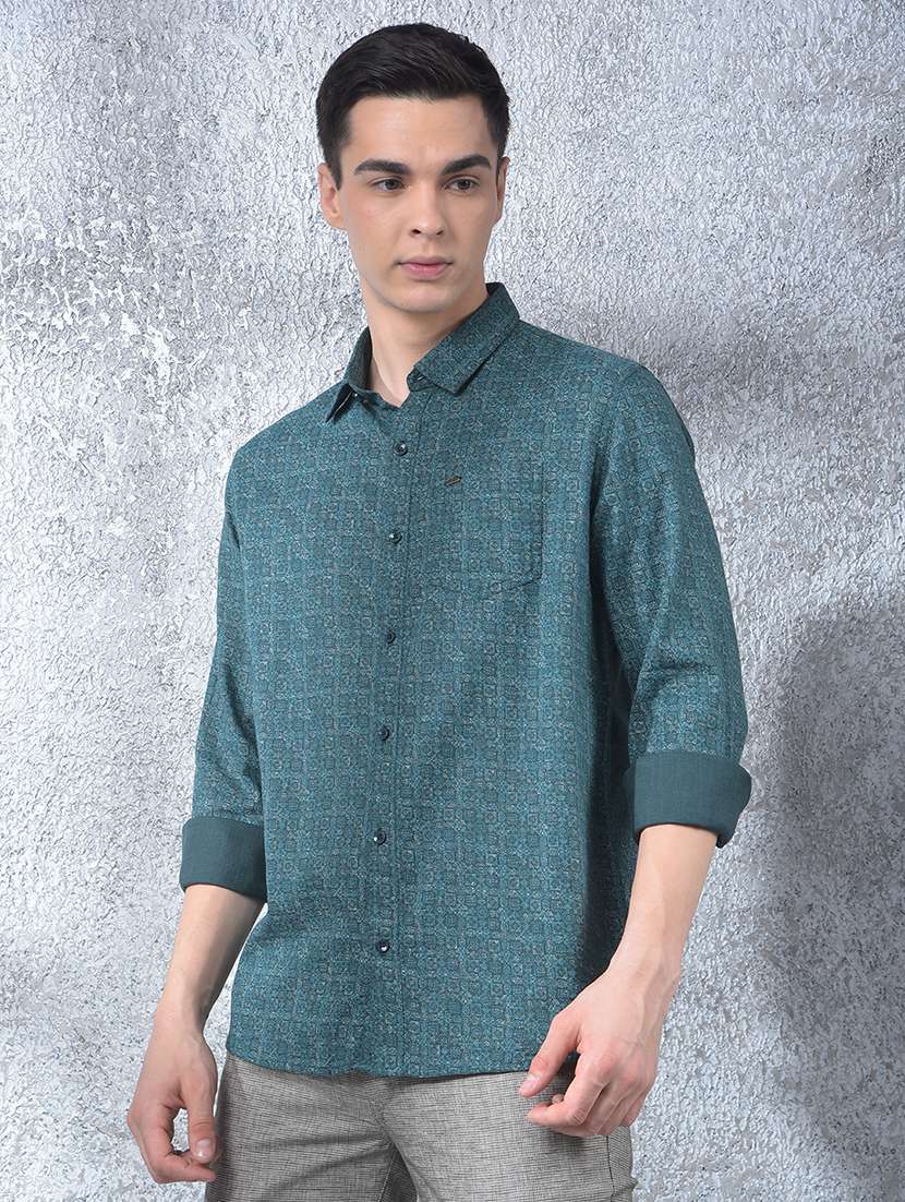 men printed long sleeve regular fit casual shirt - 22088178 -  Standard Image - 1