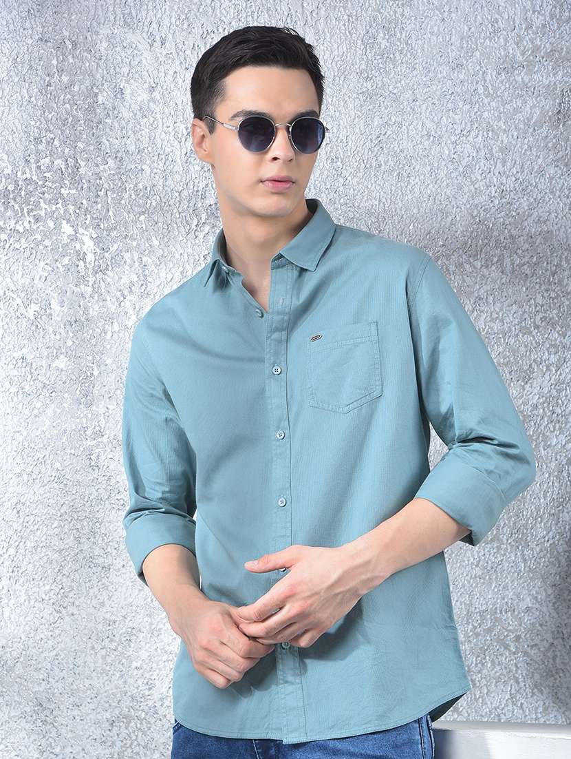 men solid long sleeve regular fit casual shirt