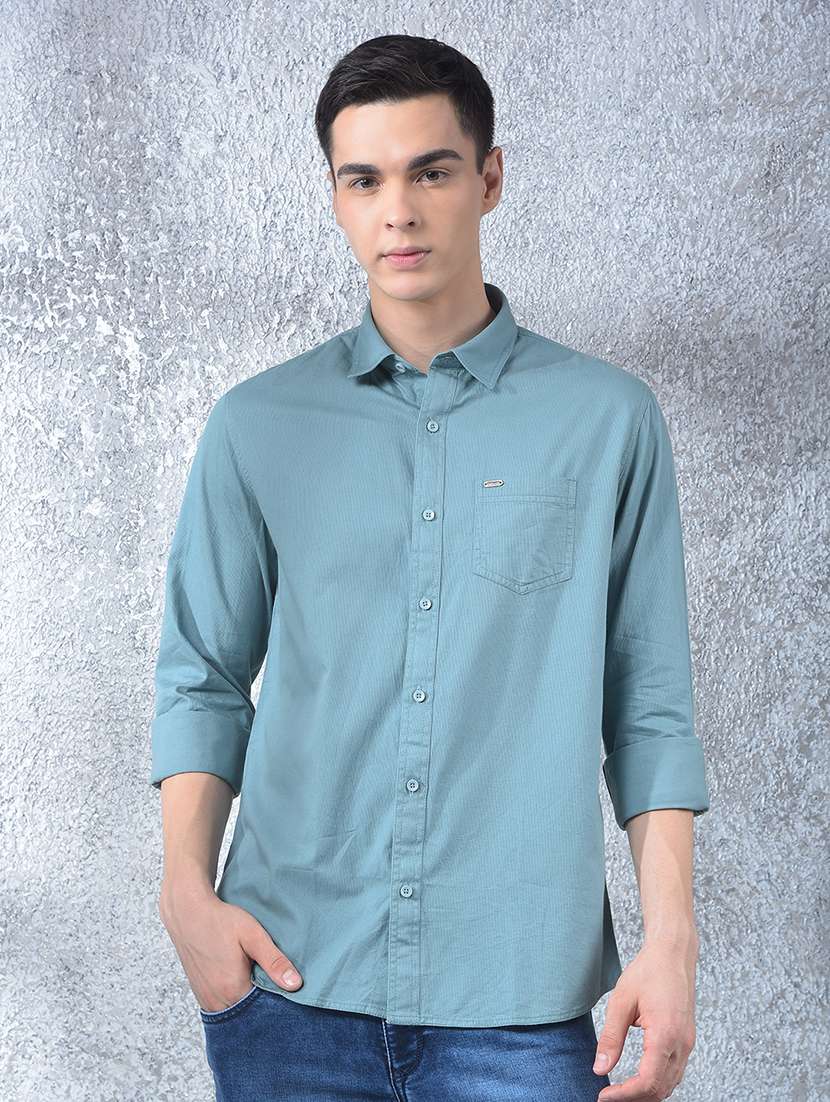 men solid long sleeve regular fit casual shirt - 22088180 - Standard Image - 1