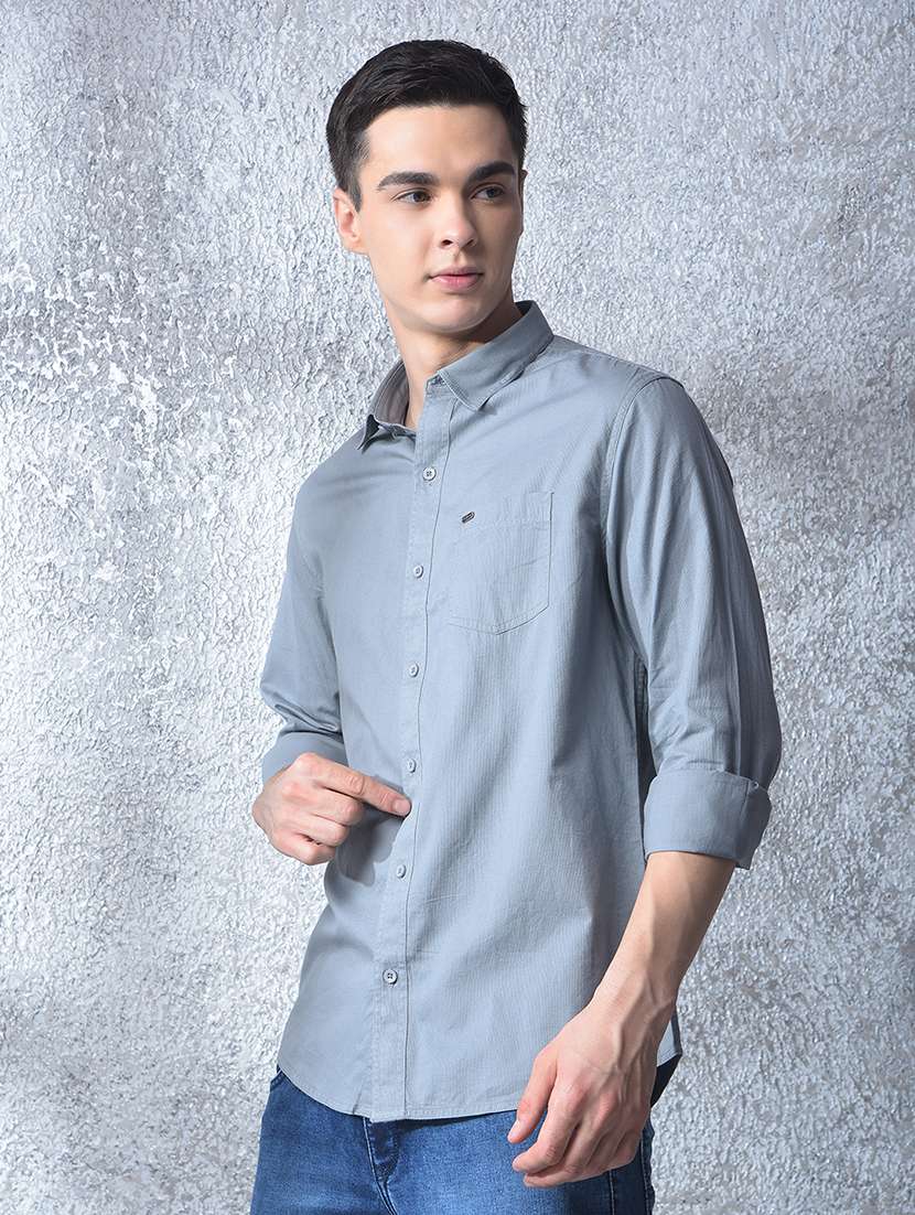 men solid long sleeve regular fit casual shirt - 22088181 - Standard Image - 4
