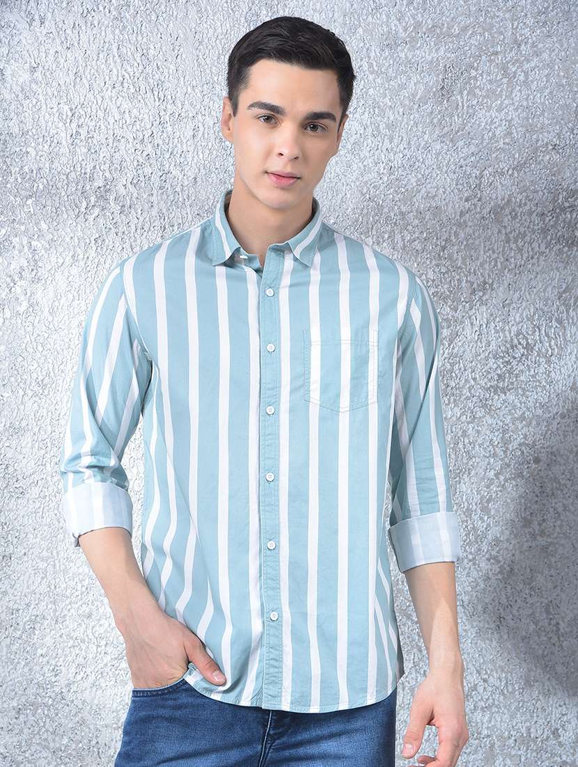 men striped long sleeve regular fit casual shirt - 22088182 - Standard Image - 1