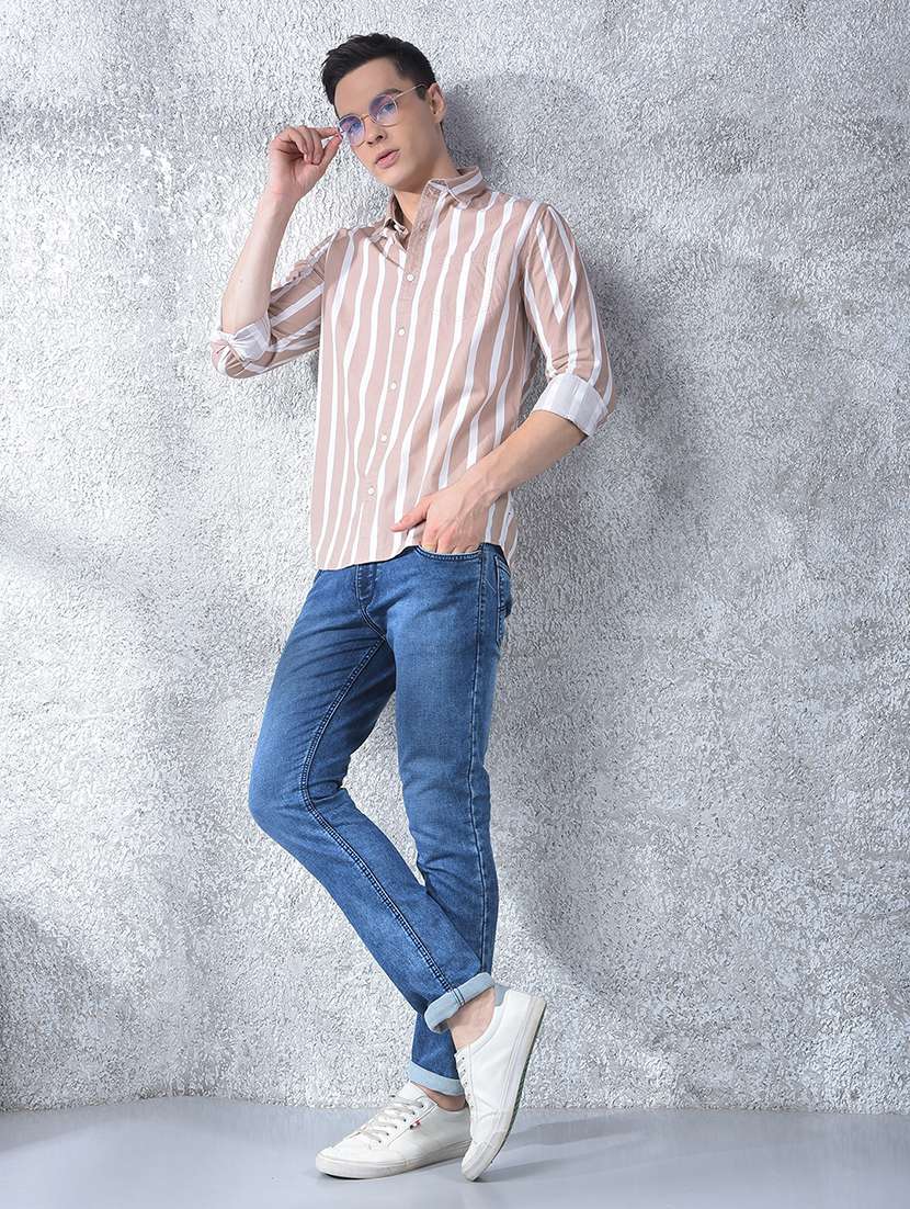 men striped long sleeve regular fit casual shirt - 22088183 - Standard Image - 6