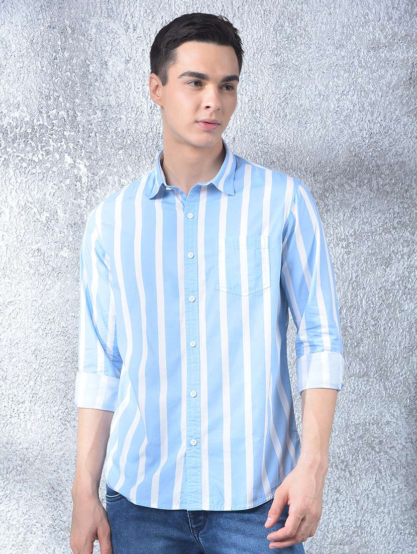 men striped long sleeve regular fit casual shirt - 22088184 - Standard Image - 1