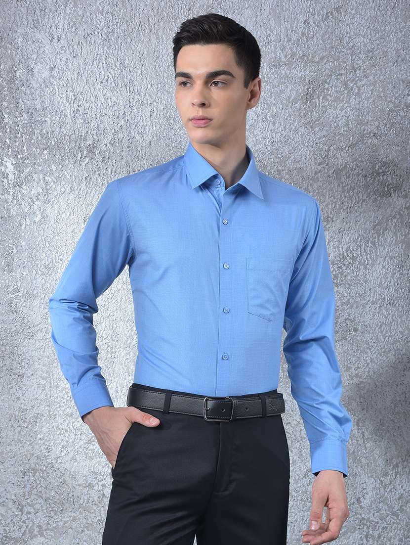men solid long sleeve slim fit formal shirt - 22088185 -  Standard Image - 1