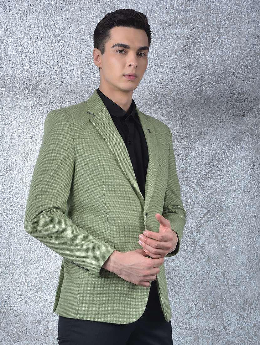 men solid lapel collar single breasted casual blazer - 22088194 -  Standard Image - 1