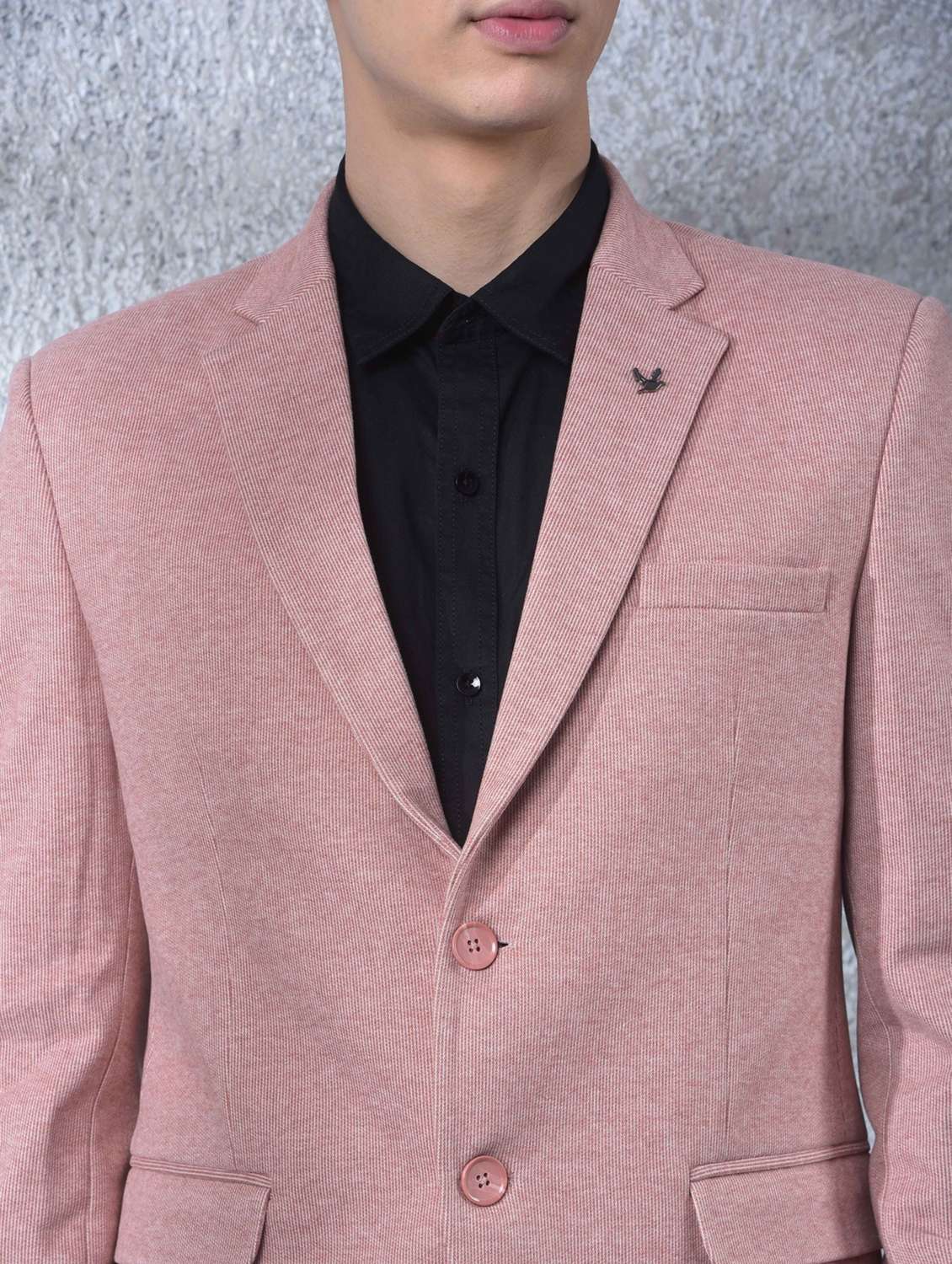 men solid lapel collar single breasted casual blazer - 22088196 -  Standard Image - 4