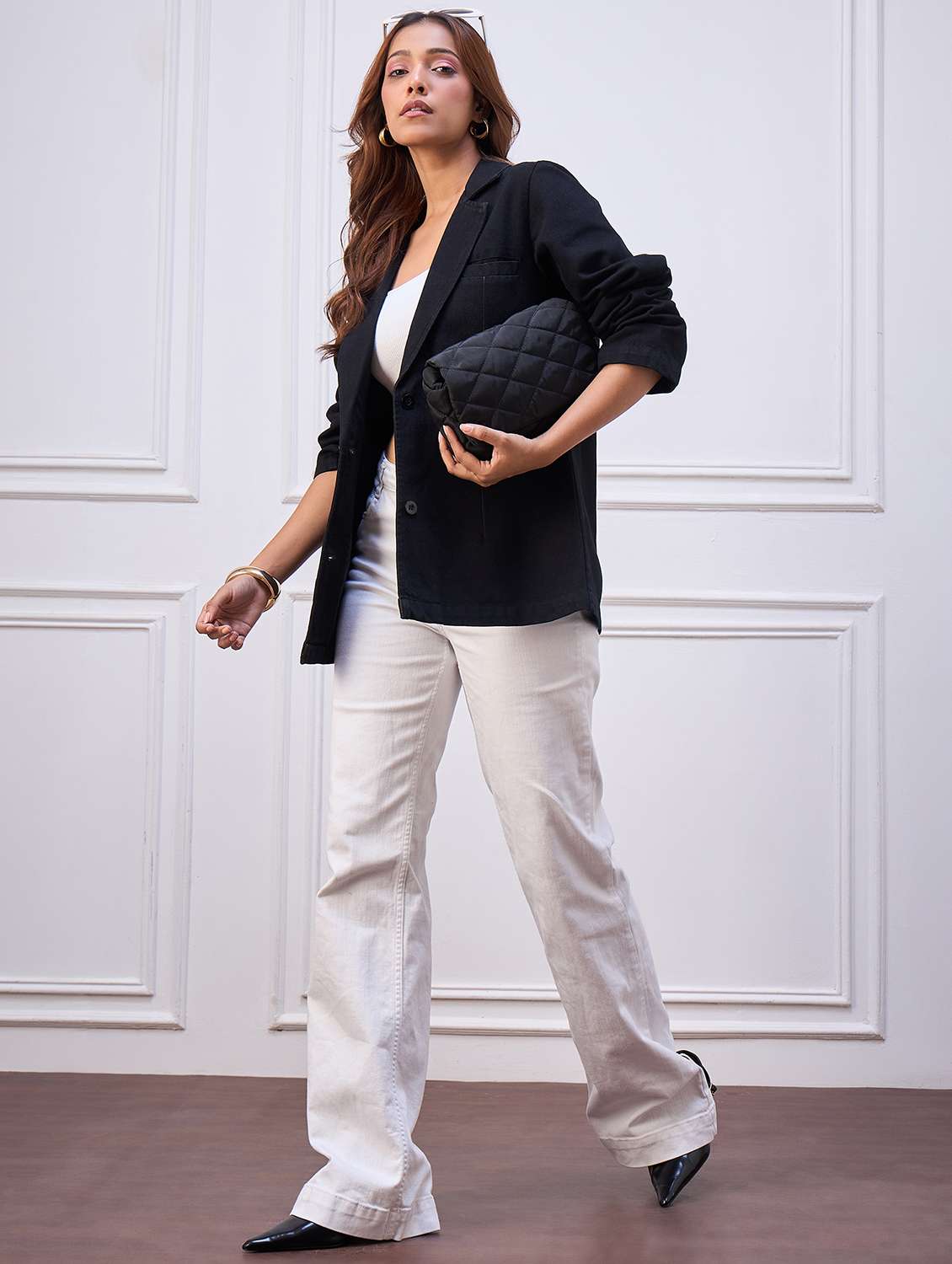 women solid long sleeve single breasted denim blazer - 22088215 -  Standard Image - 4