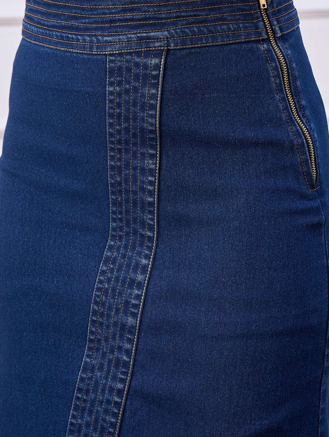 women solid highr rise denim skirt - 22088230 -  Standard Image - 4