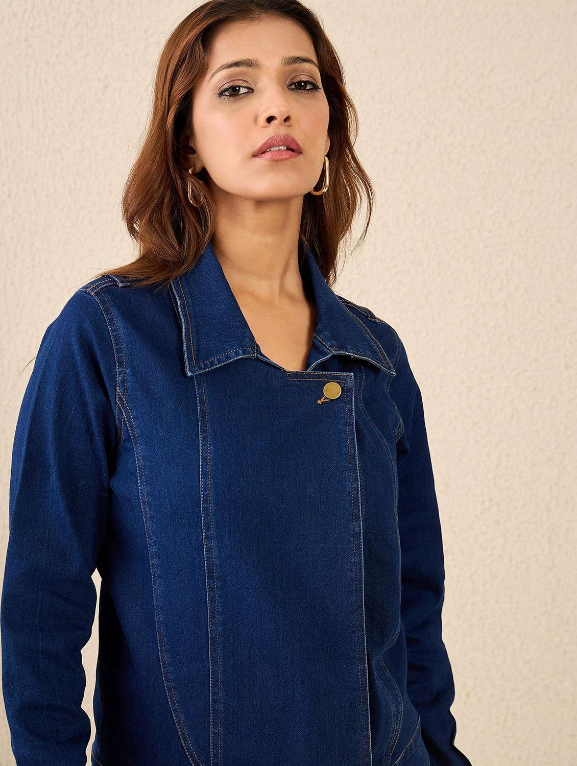 women solid long sleeve denim jacket - 22088234 - Standard Image - 4